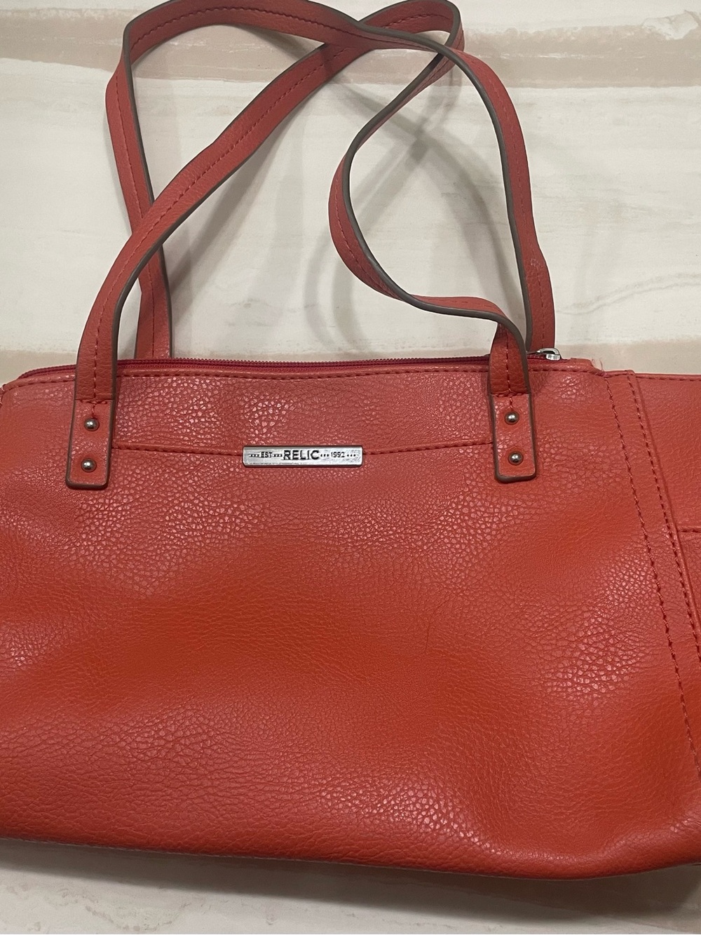 Relic Red Pebbled Leather-Look Shoulder Bag
